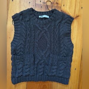 Zara Chunky Knit Sleeveless Sweater Vest
